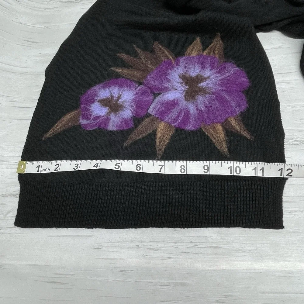 J. Jill Women's Knit Scarf Dimensional Flowers Cozy Wool Blend One Size‎